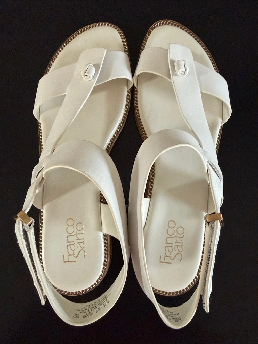 Franco Sarto Glenni White Leather T-Strap Sandals